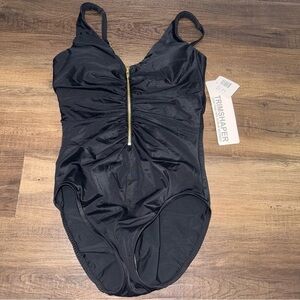 NWT Trimshaper Black One Piece Slimming Swimsuit